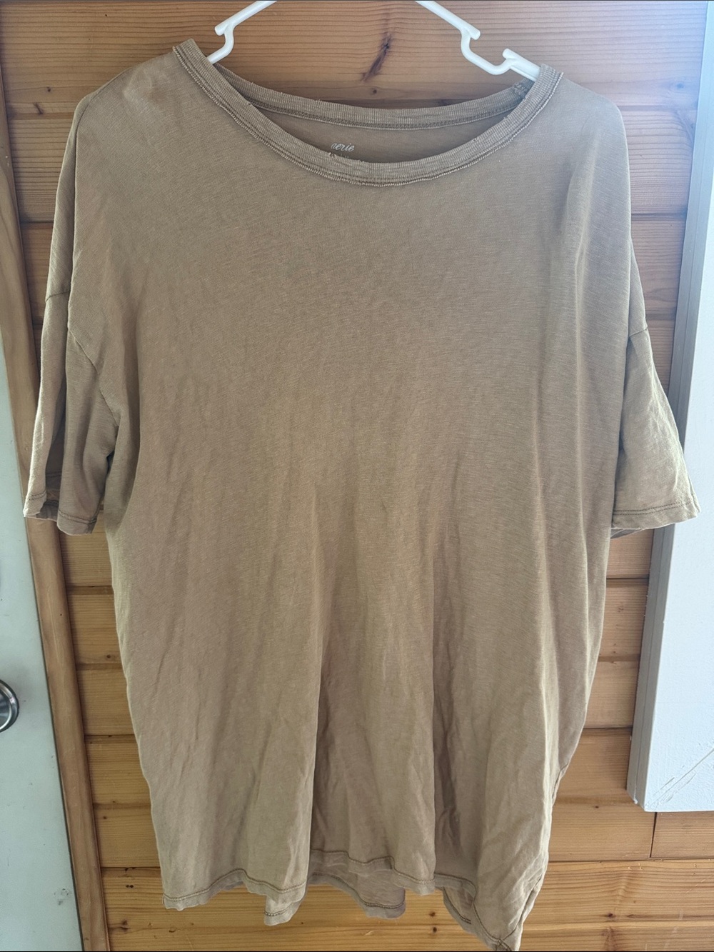 aerie Women's Tan Short-Sleeve Crewneck Tee